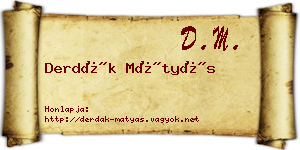 Derdák Mátyás névjegykártya